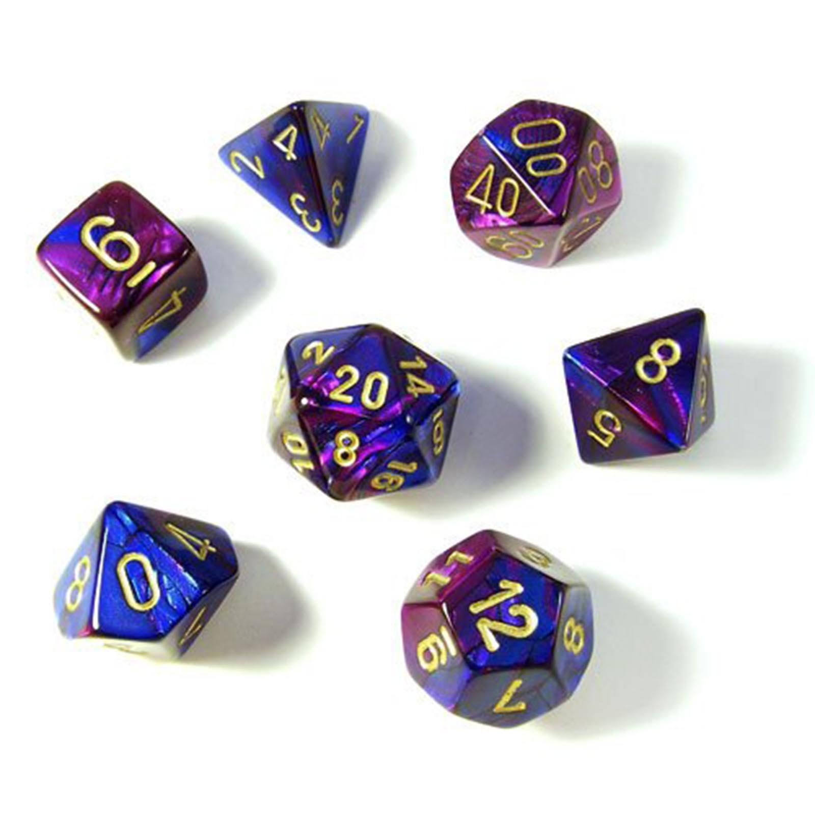 Chessex Gemini Poly 7 Dice Set: Blue-purple/gold