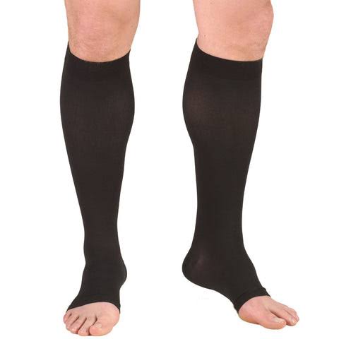 Truform Women's Knee High Open Toe Stockings - 15-20 mmHg, Black, Medium