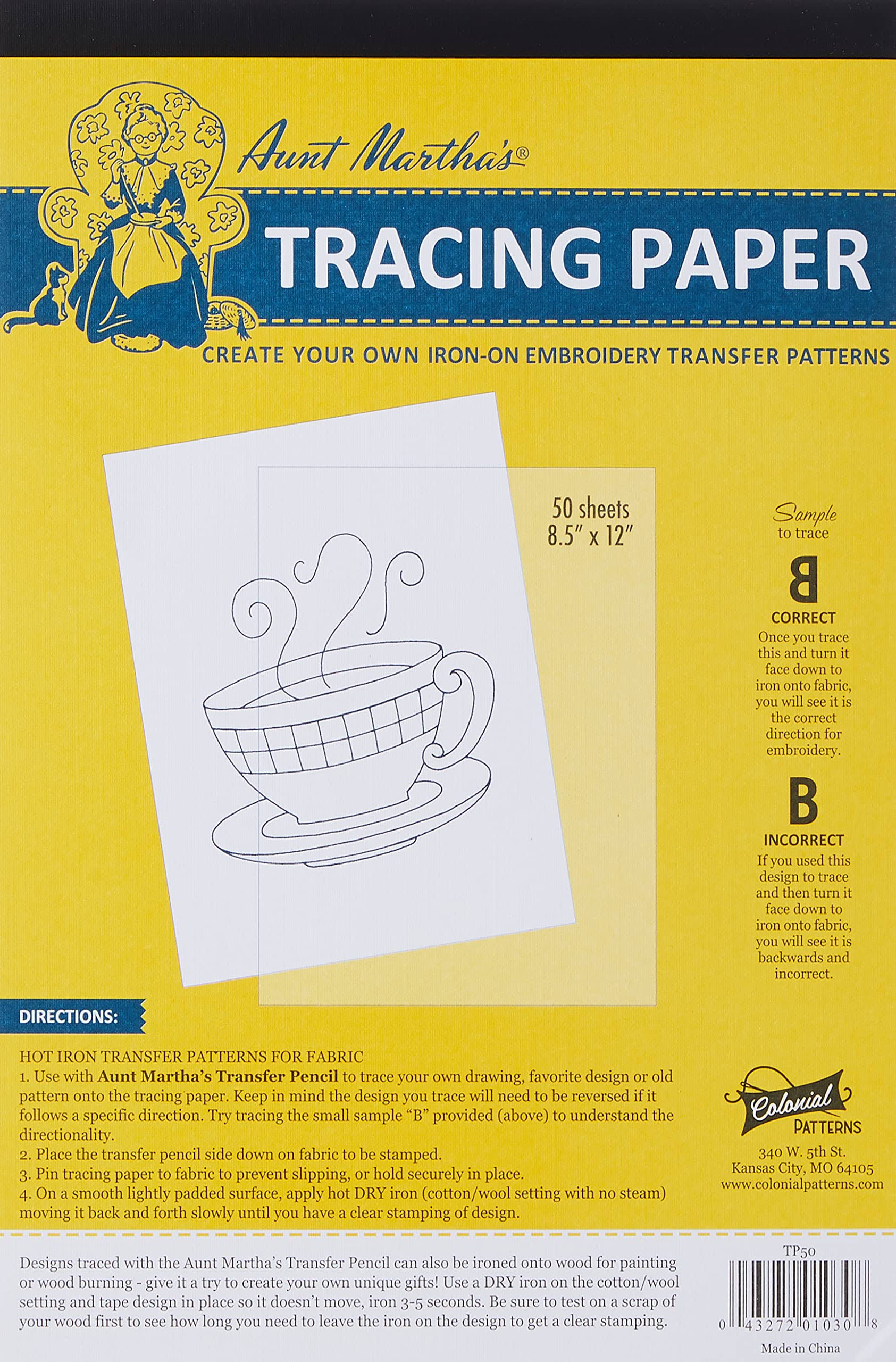 Aunt Martha's Tracing Paper - 8" x 11", 50 Sheet