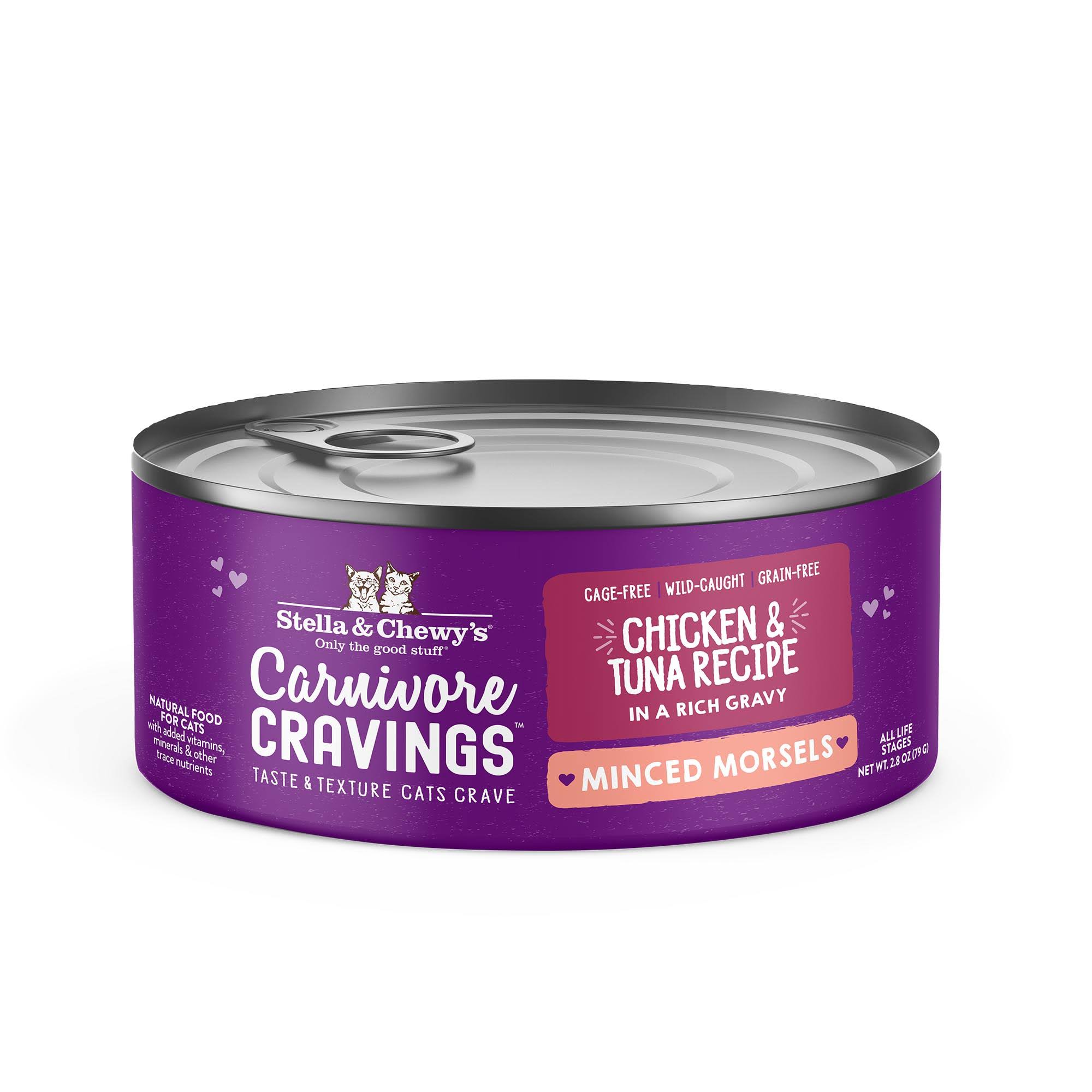 Stella & Chewy's Carnivore Cravings Minced Morsels Chicken & Tuna Recipe Wet Cat Food, 2.8-oz