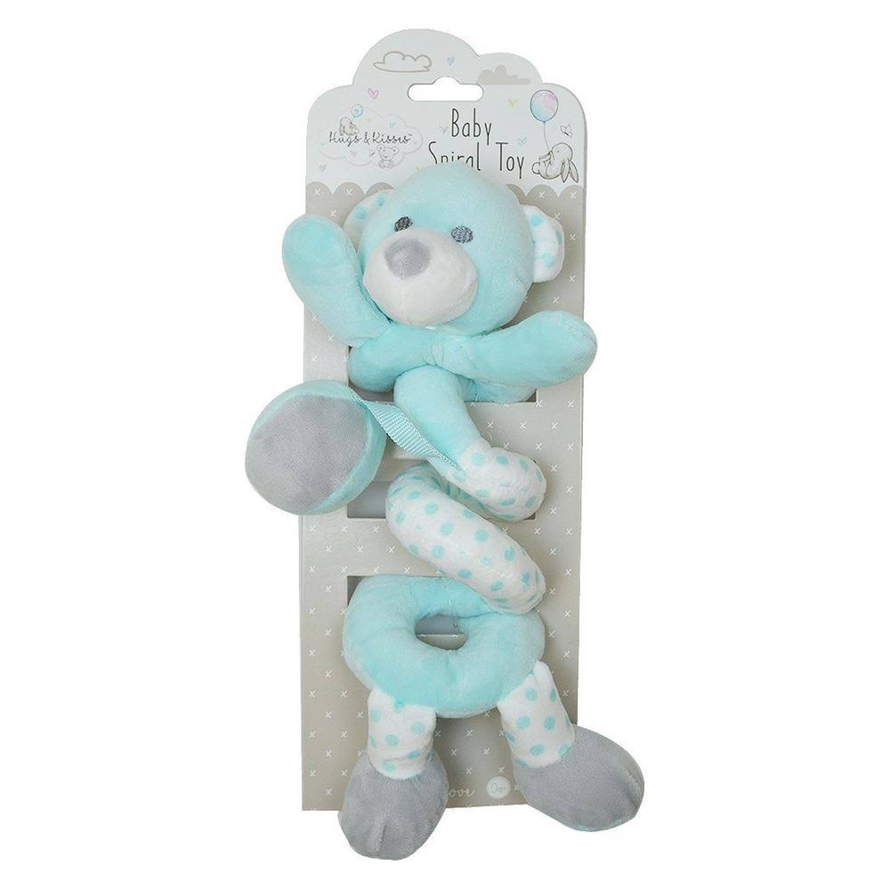 Hugs & Kisses Baby Boy Rattle Blue Teddy Bear Super Soft Plush Newborn Babies 