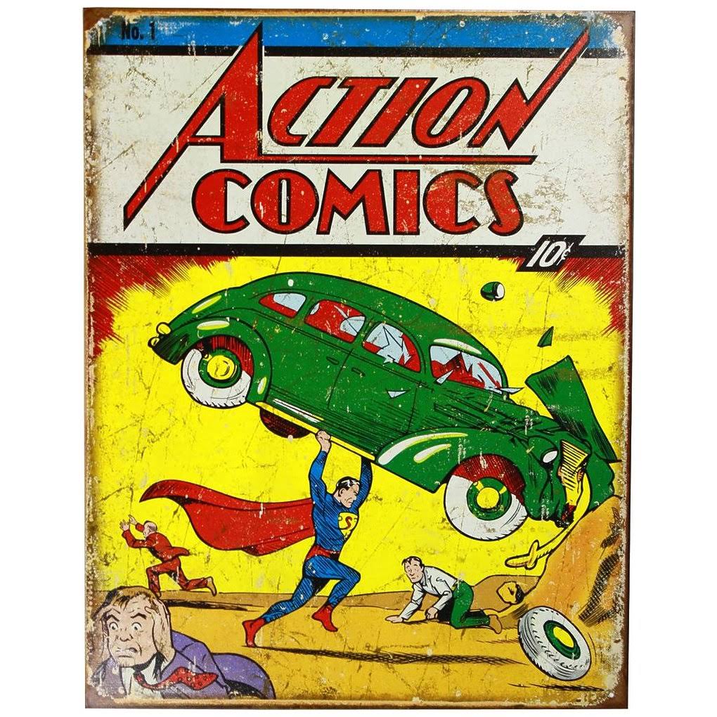 Action Comics Cover Metal Tin Sign - 13" x 16"