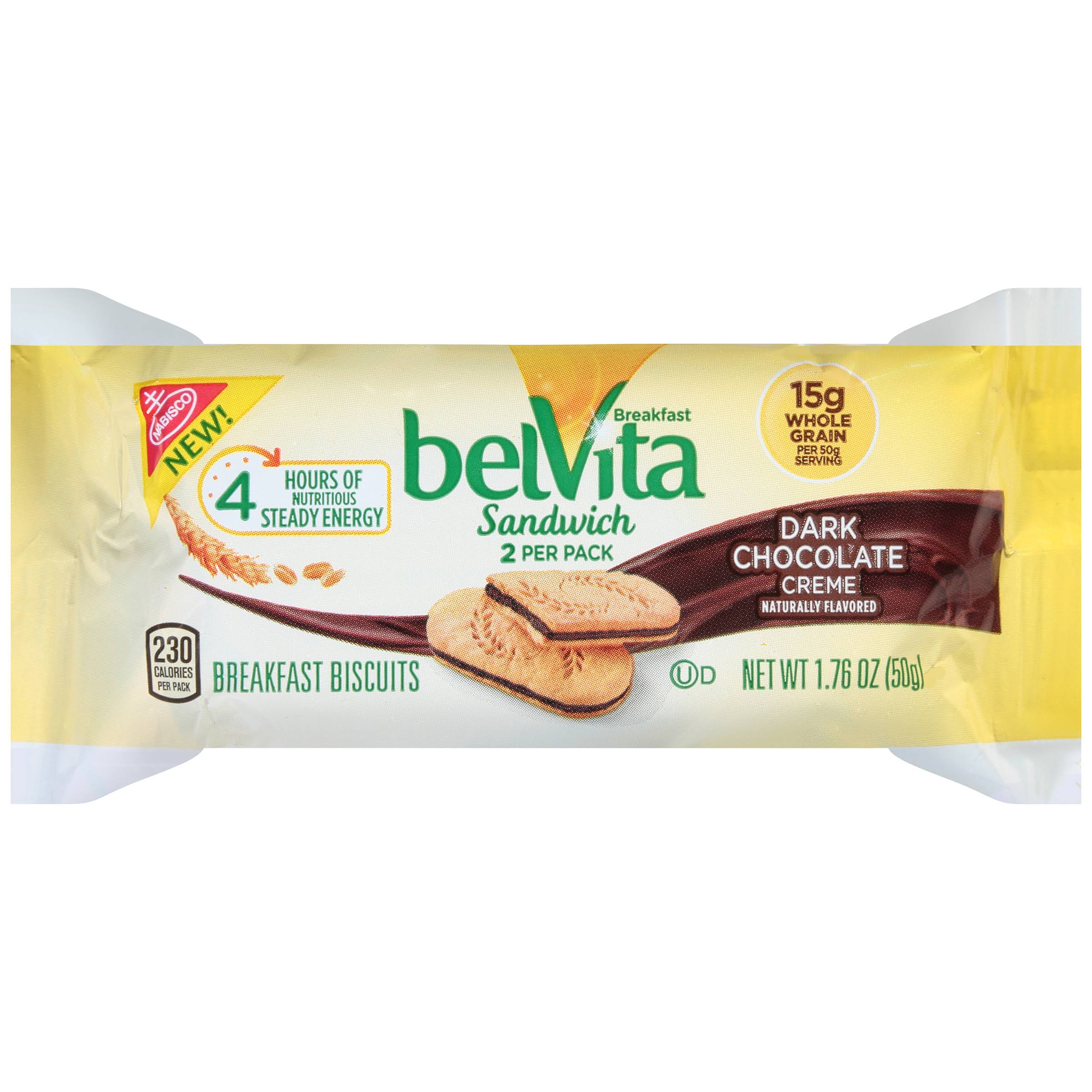 Belvita Breakfast Breakfast Biscuits, Dark Chocolate Creme, Sandwich - 1.76 oz