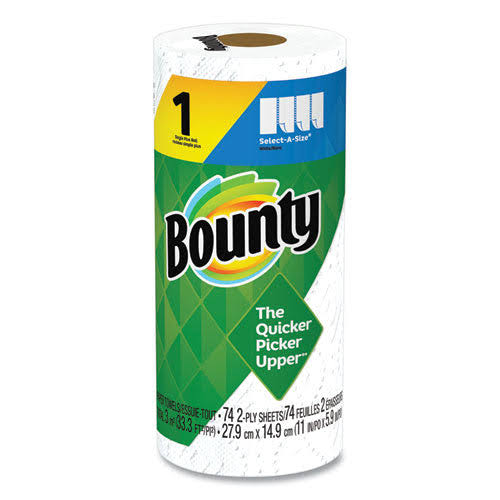 Bounty Select-a-Size Kitchen Roll Paper Towels, 2-Ply, White, 5.9 x 11, 74 Sheets-Roll 65517