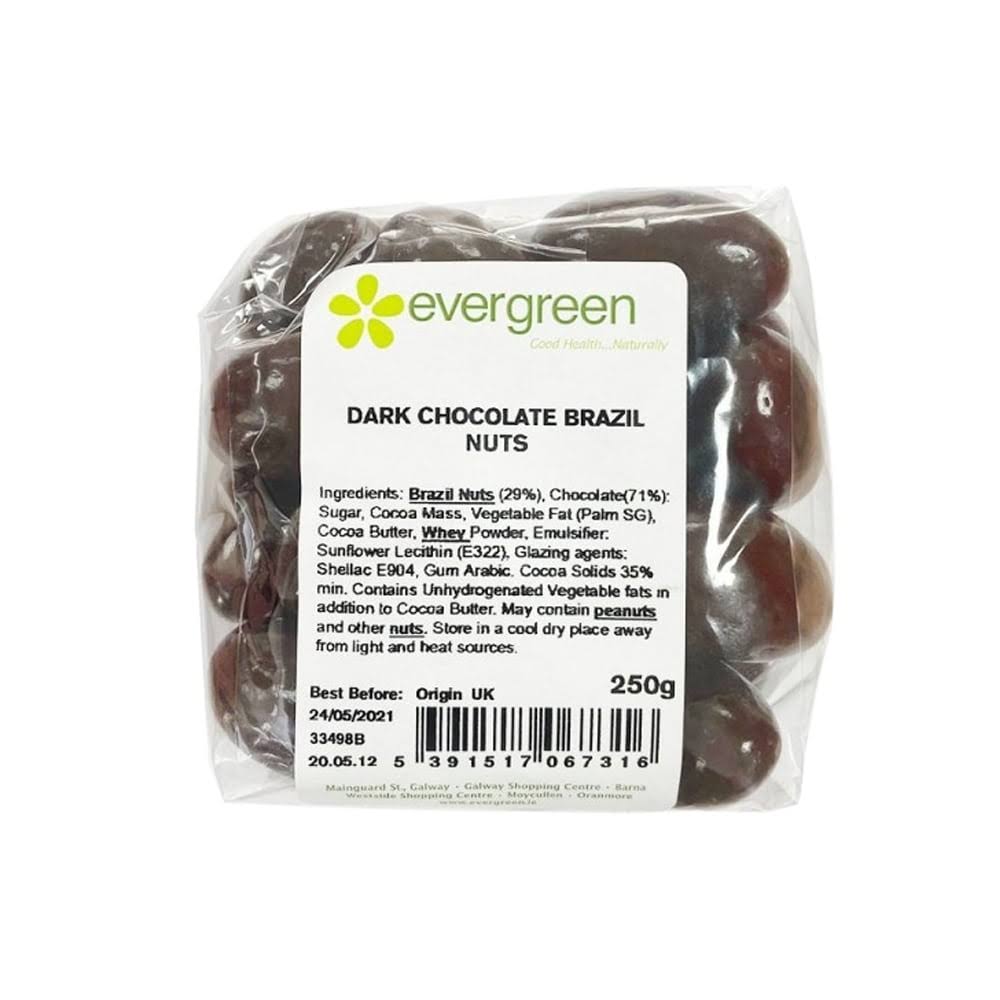 Evergreen Healthfoods Dark Chocolate Brazil Nuts - 250g