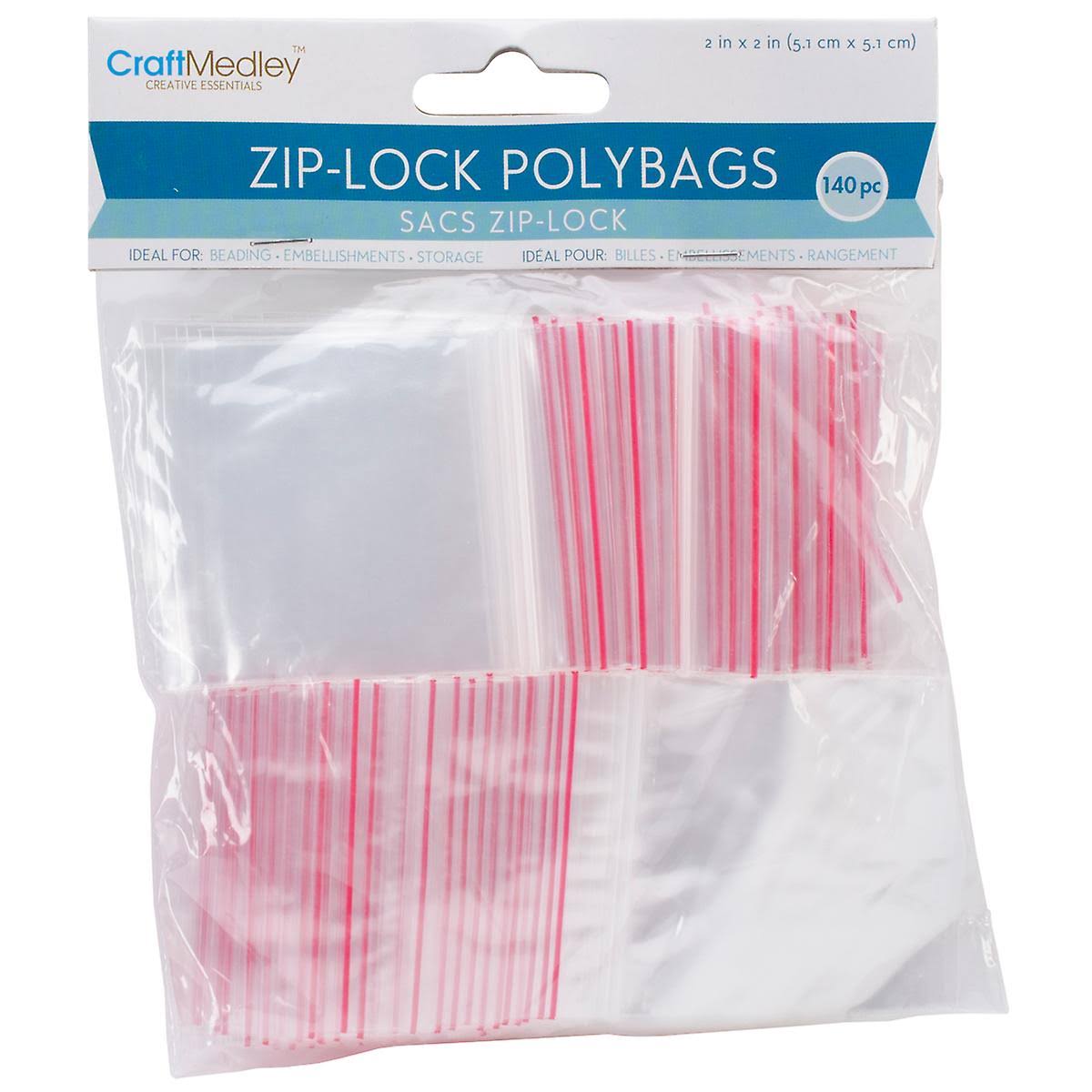 Craft Medley Zip-Lock Bags - 2"x2", 140pcs