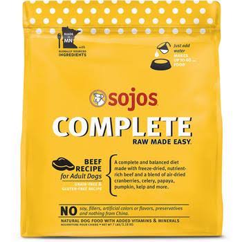 SOJOS Complete Adult Grain-Free Freeze-Dried Dog Food - Beef Recipe - 7 lb. Bag