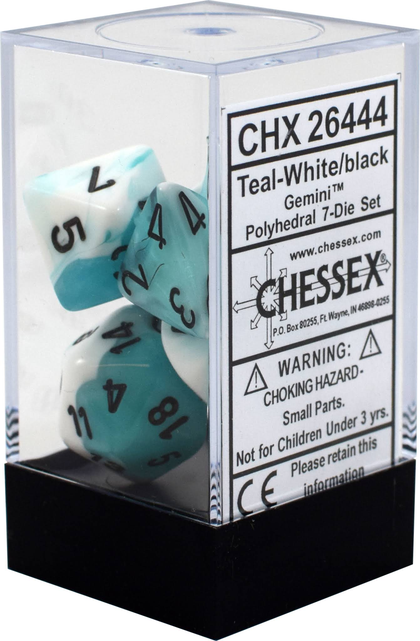 Chessex Gemini Poly 7 Set: White - Teal/Black