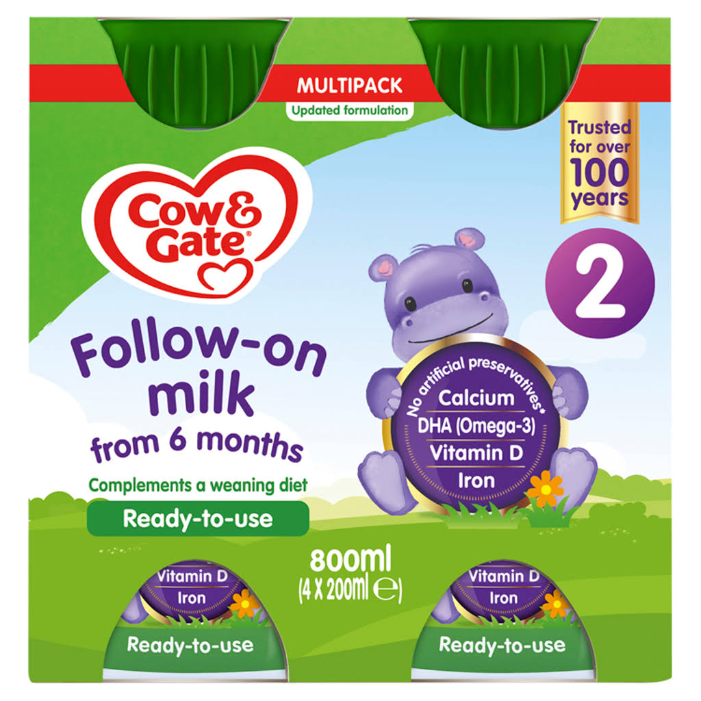Cow & Gate 2 Follow on Baby Milk Formula Multipack 4x200ml