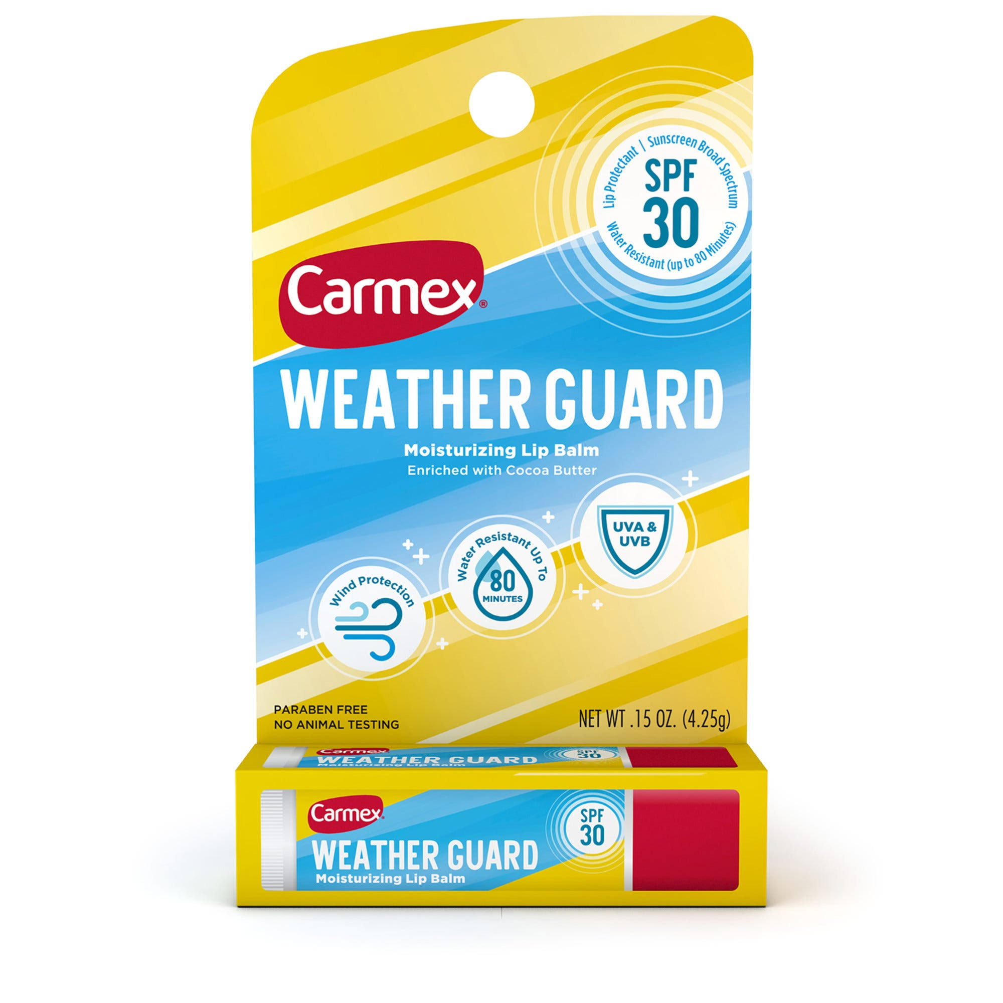 Carmex Weather Guard Lip Balm, Moisturizing, Weather Guard, SPF 30 - 0.15 oz