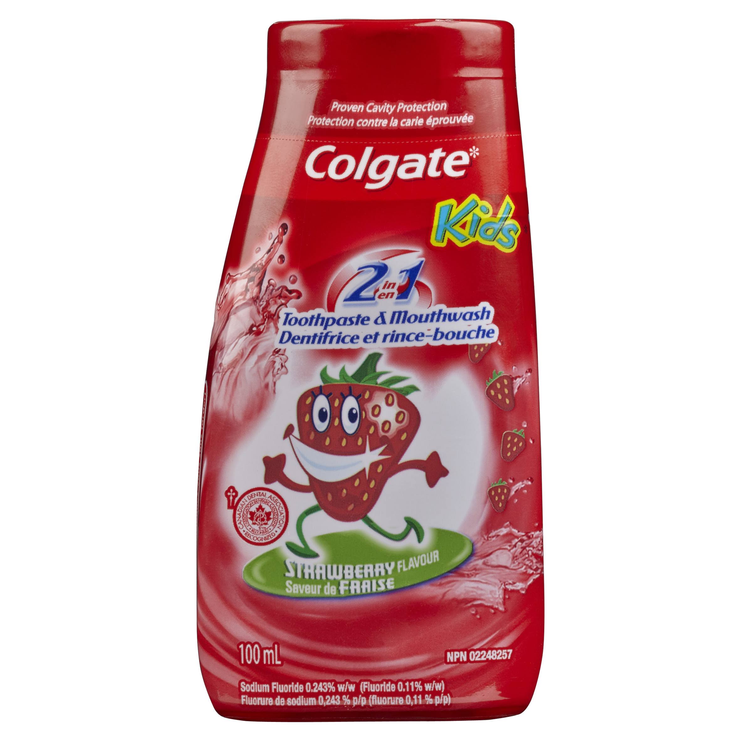Colgate Kids 2 in 1 Toothpaste and Mouthwash - Strawberry Flavour, 100ml