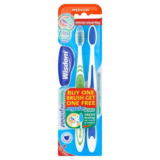 Wisdom Regular Fresh Toothbrush - Medium, 2ct