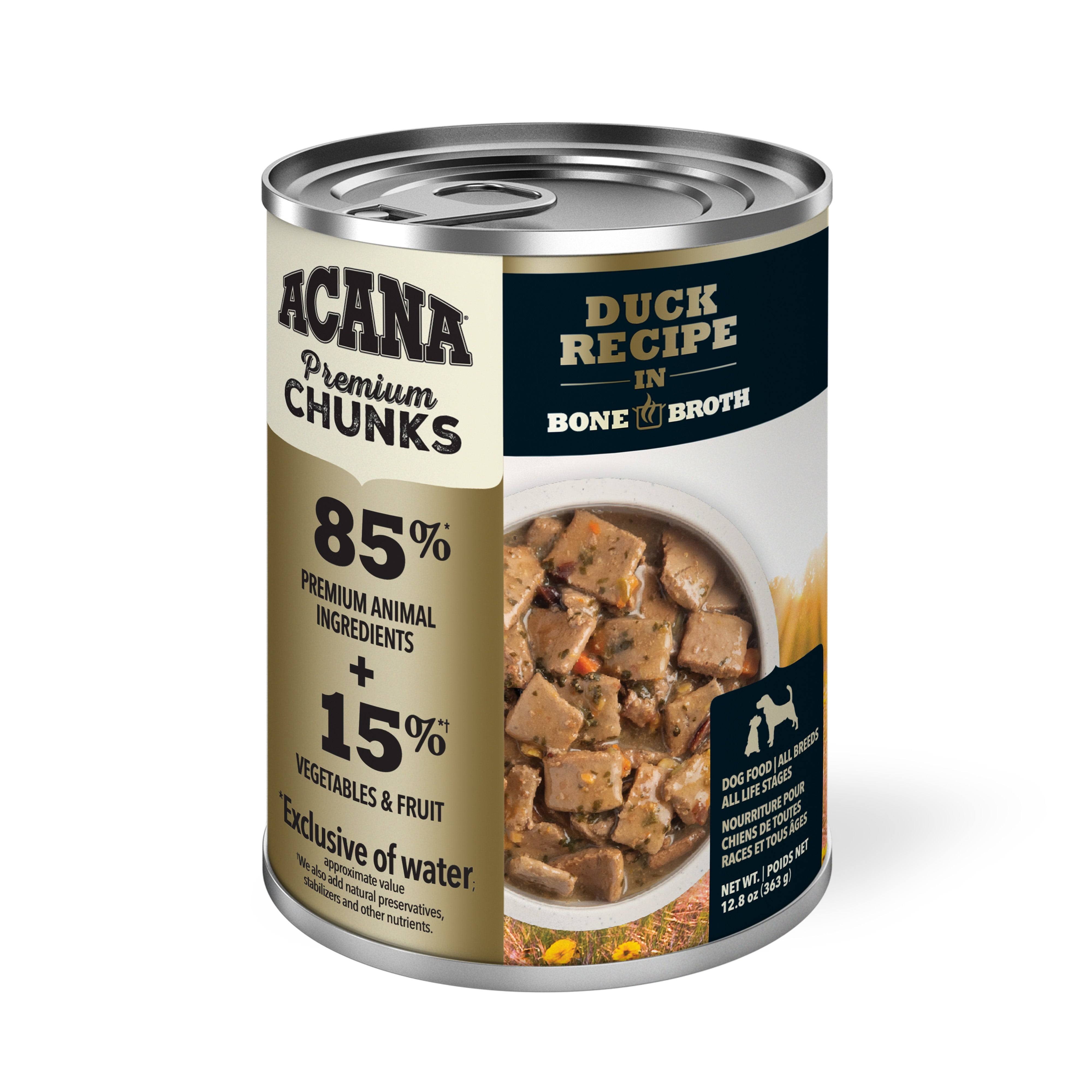 Acana Premium Chunks Dog Food - Duck Recipe in Bone Broth - 12.8 oz