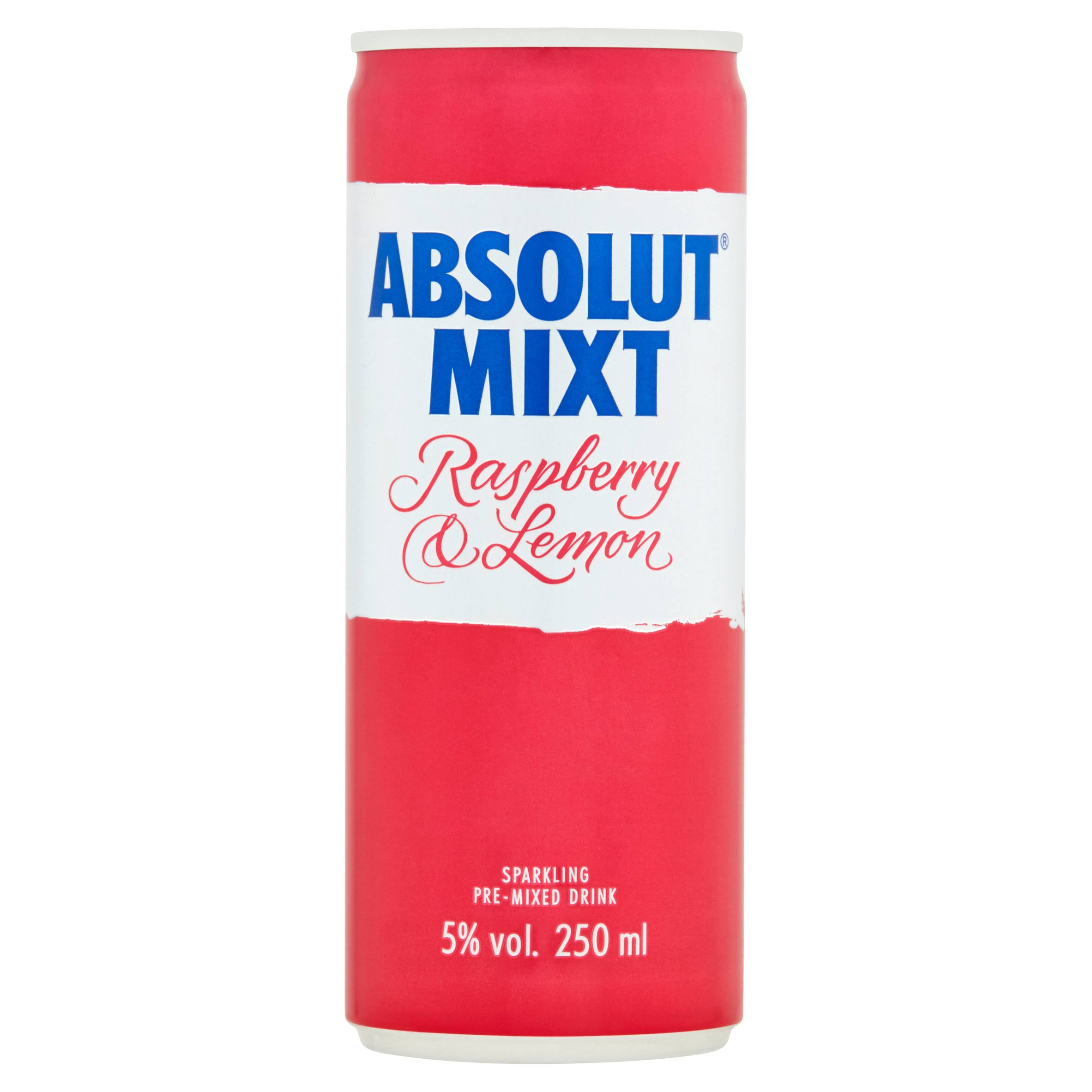 Absolut Sparkling Mixed Vodka - Raspberry & Lemon, 250ml