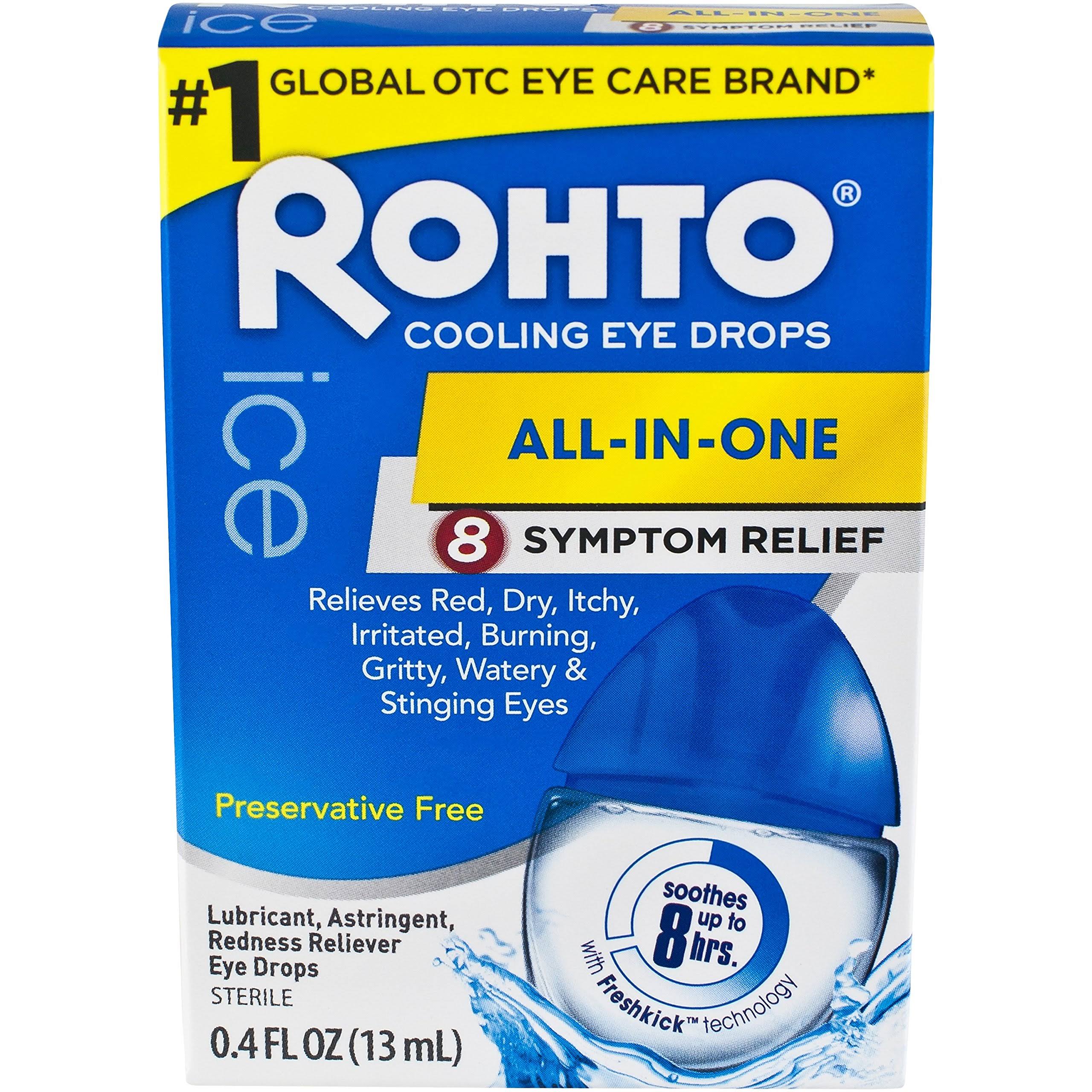 Rohto Ice All-in-One 8 Symptom Relief Sterile Cooling Eye Drops - 0.4 fl oz