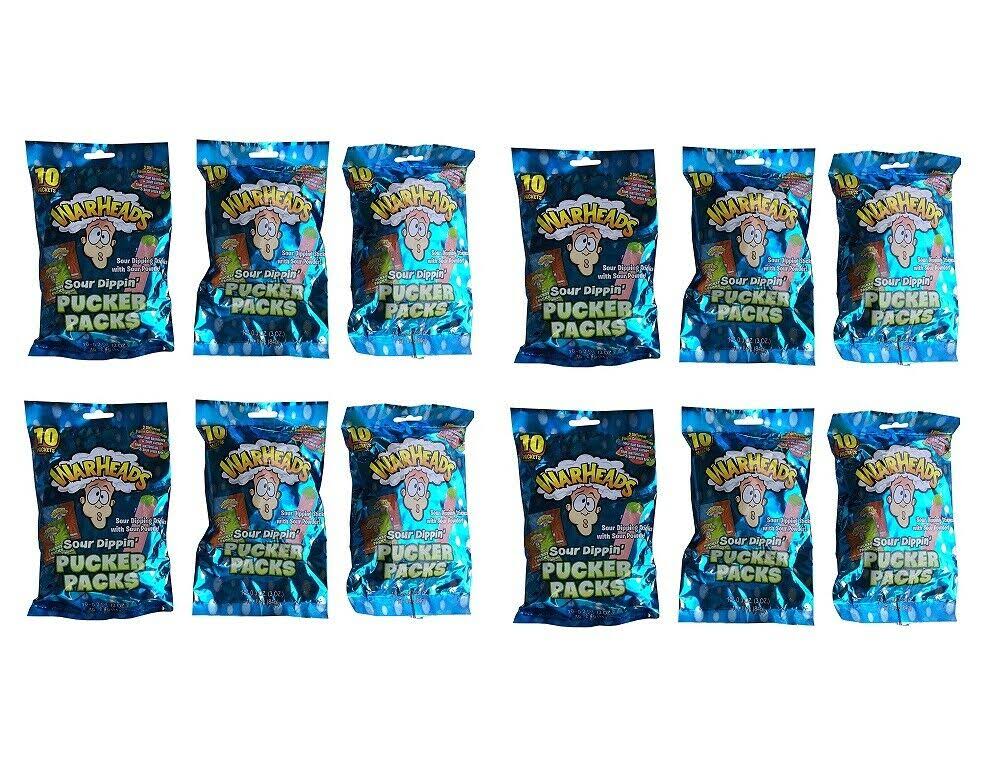 Warheads Sour Dippin Pucker Packs 3- 10 Pack Bags