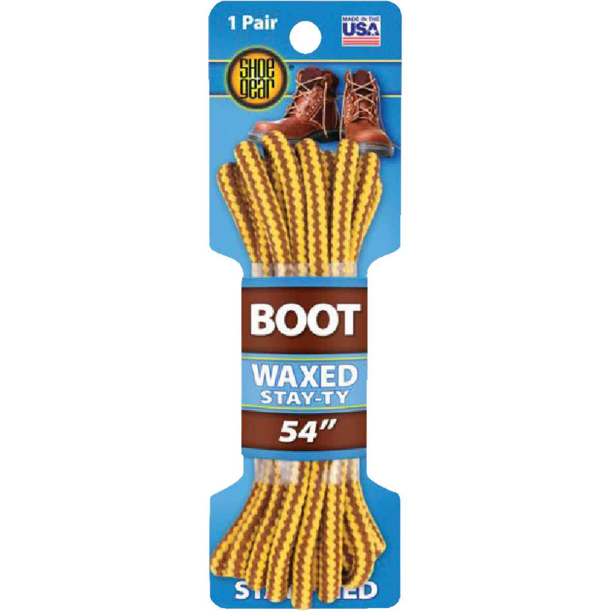 Shoe Gear 375112 Waxed Boot Laces 54" Brwn/gold