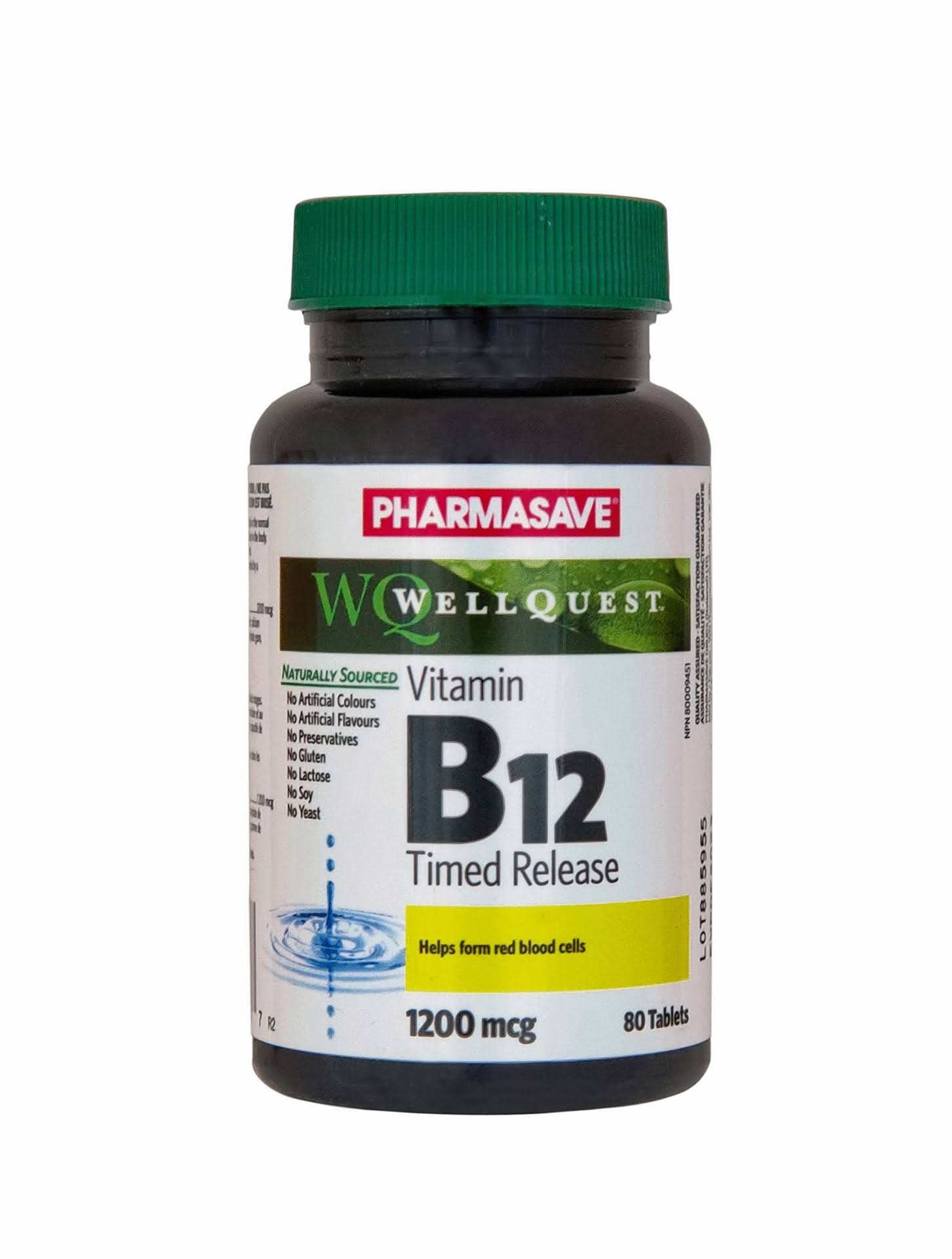 PHARMASAVE WELLQUEST VITAMIN B12 TIME RELEASE 1200MCG 80S
