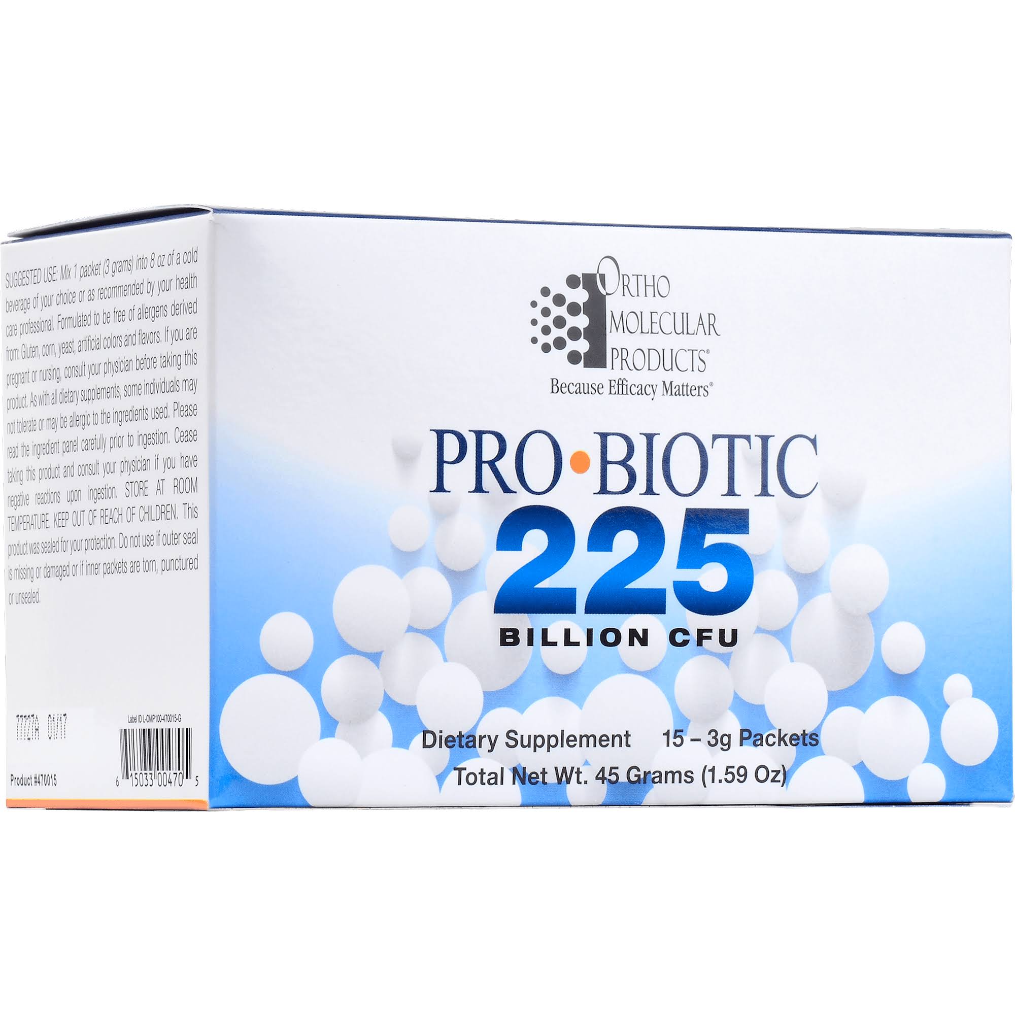 Ortho Molecular Products Probiotic 225 - 15-3g Packets