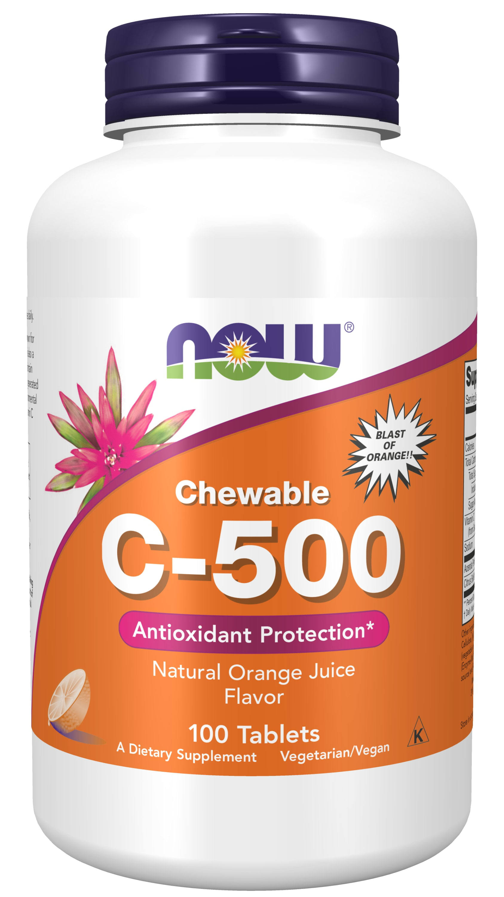 Now Foods C-500 Antioxidant Protection - Chewable Orange, 100 Tablets