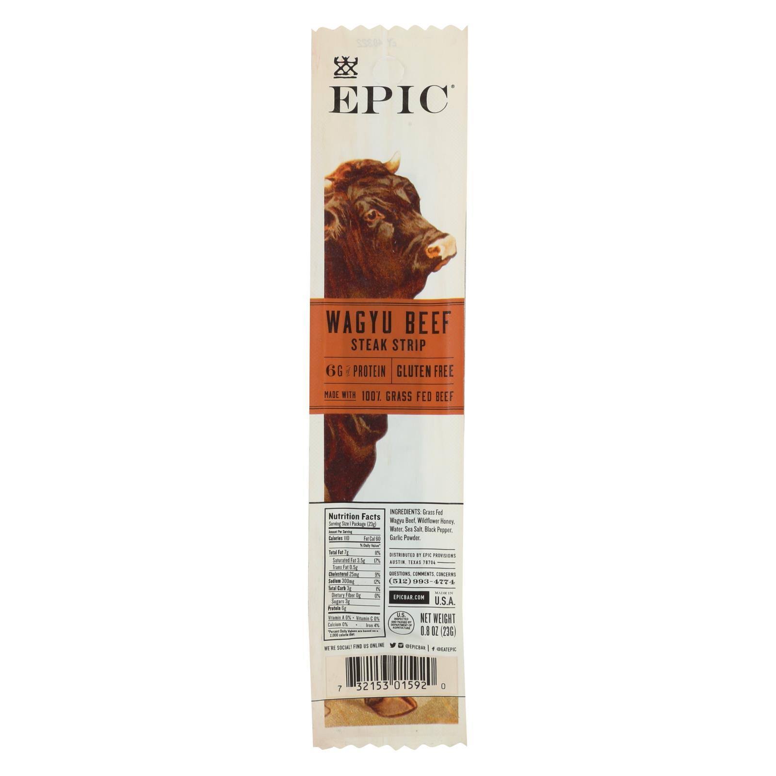 Epic 2063022 0.8 oz Wagyu Beef Steak Snack Strip