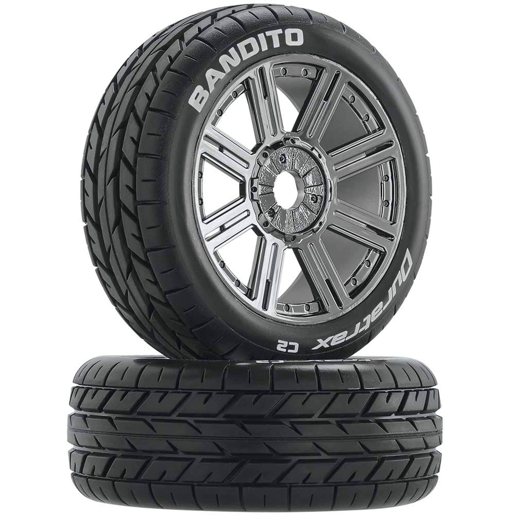 Duratrax DTXC3657 Bandito Buggy Tire C2 Mounted Spoke Black Chrome (2)