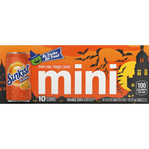 Sunkist Soda, Orange, Mini - 10 pack, 7.5 fl oz cans