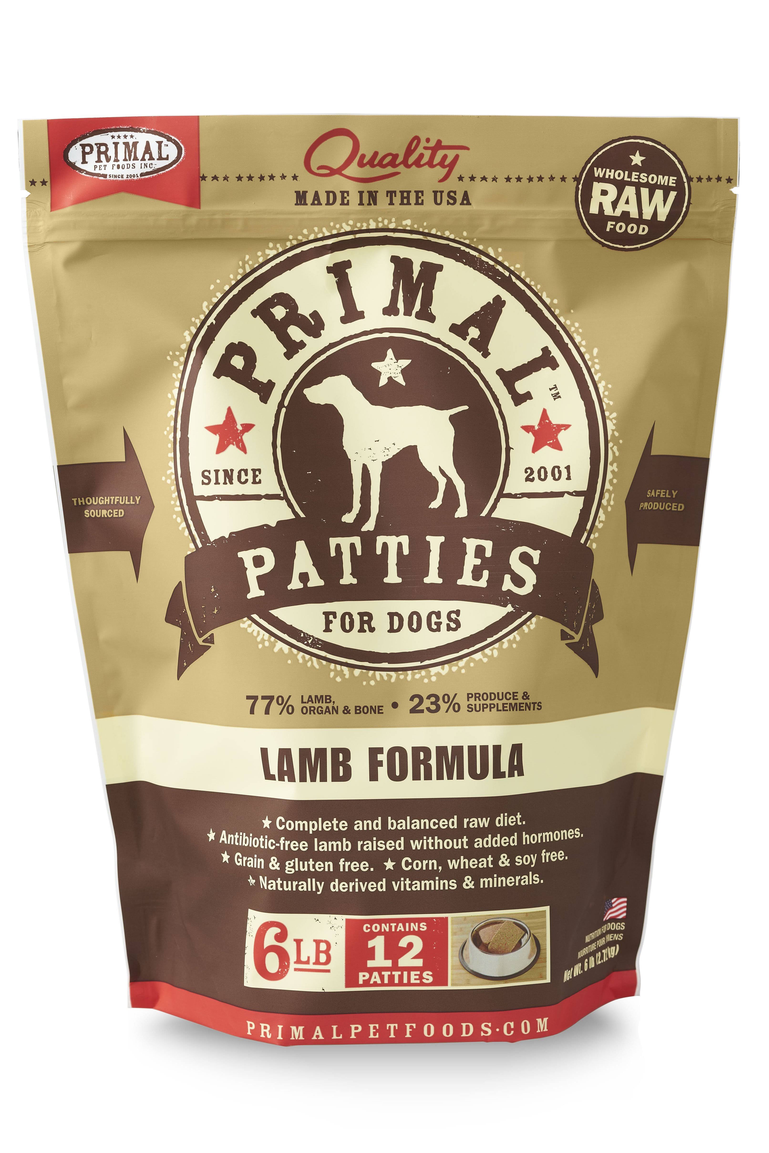 Primal Dog Raw Frozen Lamb Patties 6lb