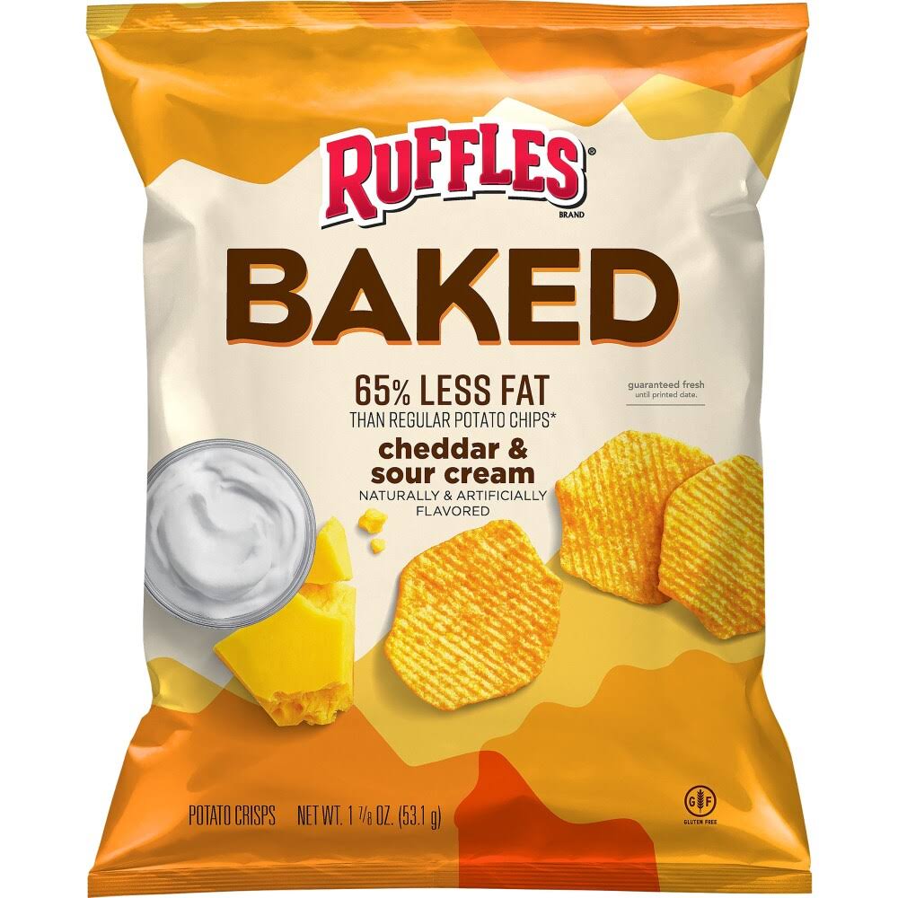 Ruffles Potato Crisps, Cheddar & Sour Cream Flavored, Baked - 1.875 oz