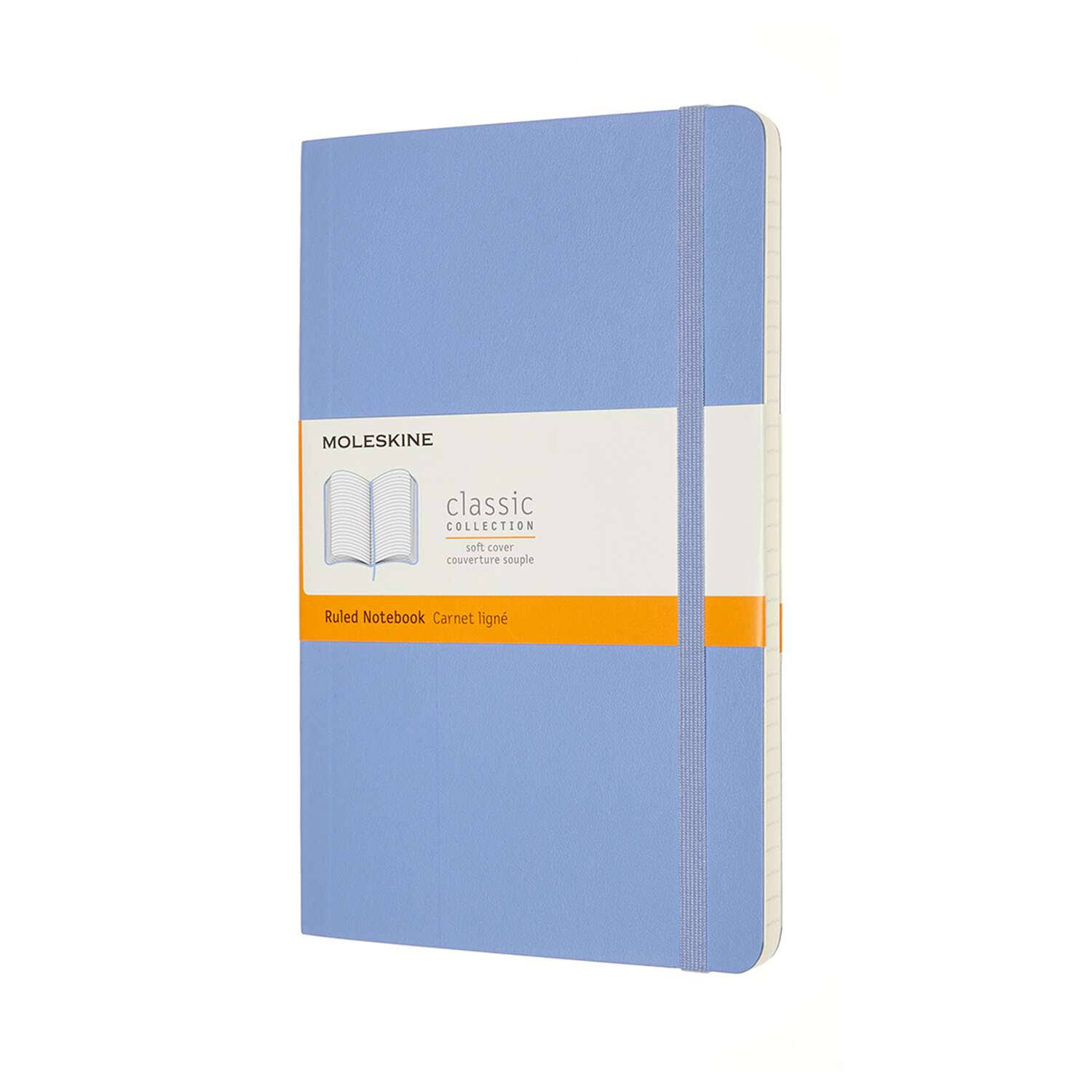 Moleskine Classic Notebook, Large, Ruled, Hydrangea Blue, Soft Cover
