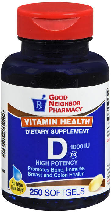GNP Vitamin D 1000 IU Cholecalciferol (Vitamin D3) 250 Softgels