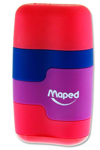 Maped Duo Connect Twin Hole Sharpener & Eraser - Colorful 3 Asst