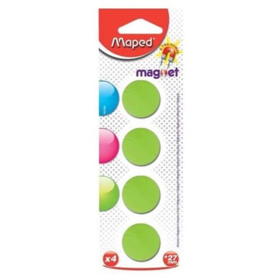 Maped@ Round Magnets of 27mm - 4/Pack (Assorted Colors) 164210