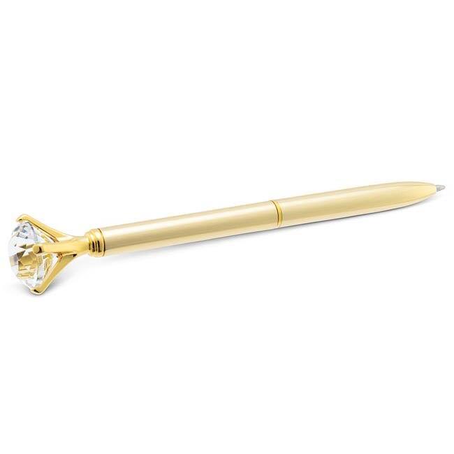 Abbott Collections AB-20-BIJOUX-GOLD 5.5 in. Gold Stainless Steel with Glass Gem Pen, Gold