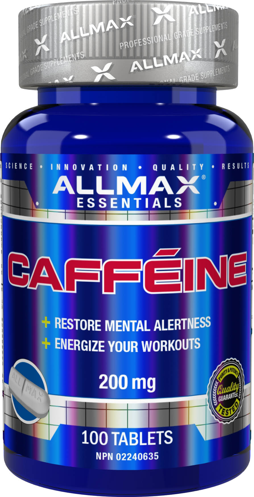 Allmax Nutrition Caffeine Tablets - 200mg, Pack of 100