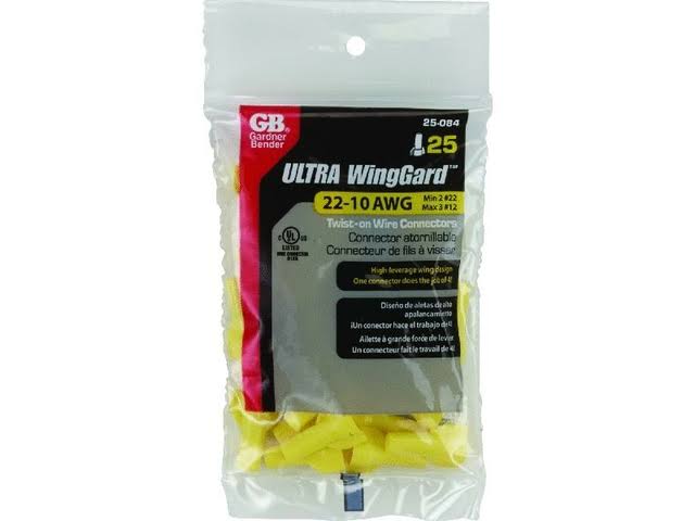 Gardner Bender Wing Gard Twist On Connectors - Medium, Yellow, 25 Pack